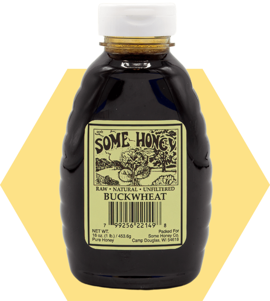16 oz bottle of Buckwheat Honey