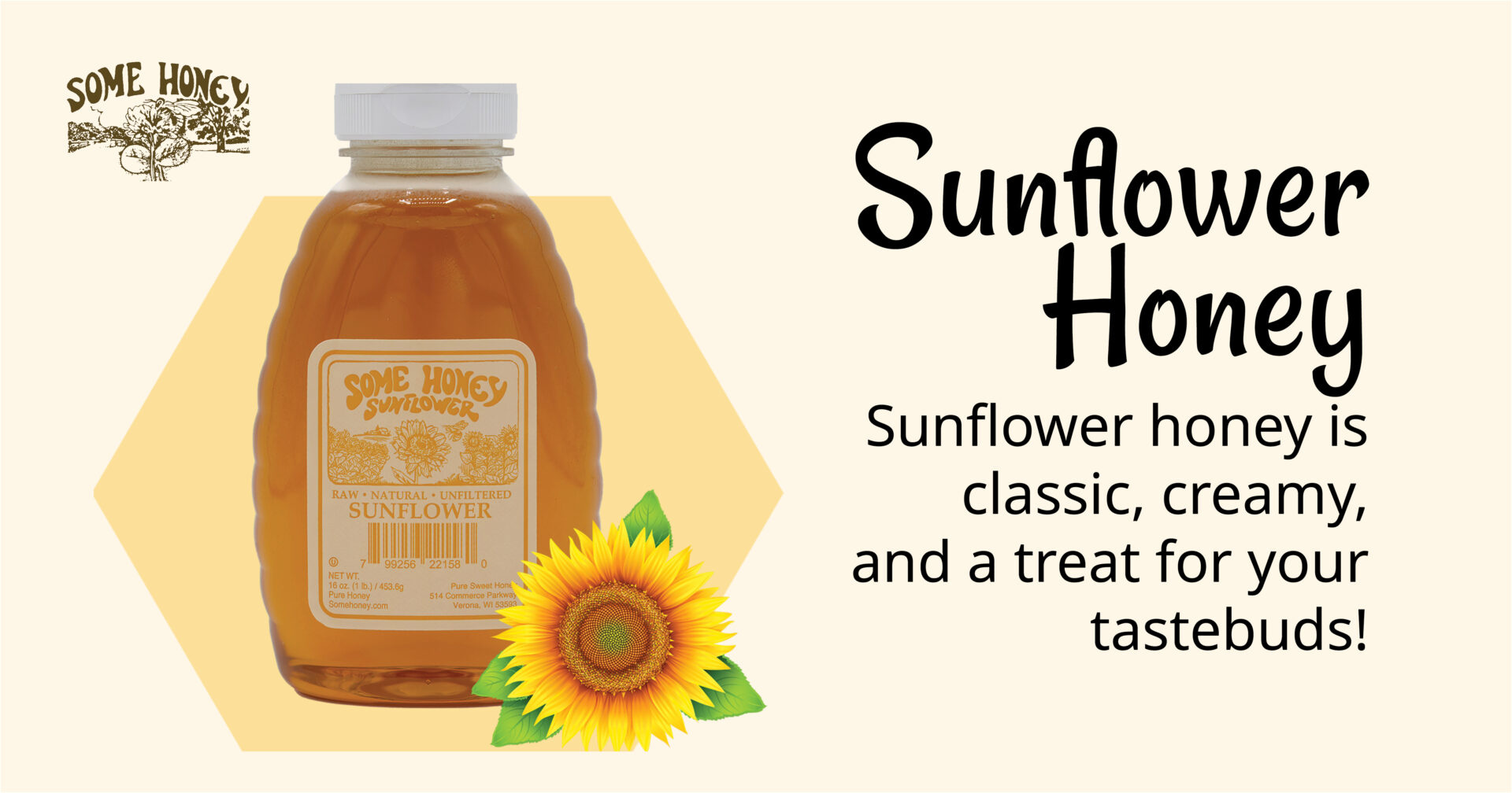 Sunflower Honey | Raw, Unfiltered, Grade A Honey | Some Honey